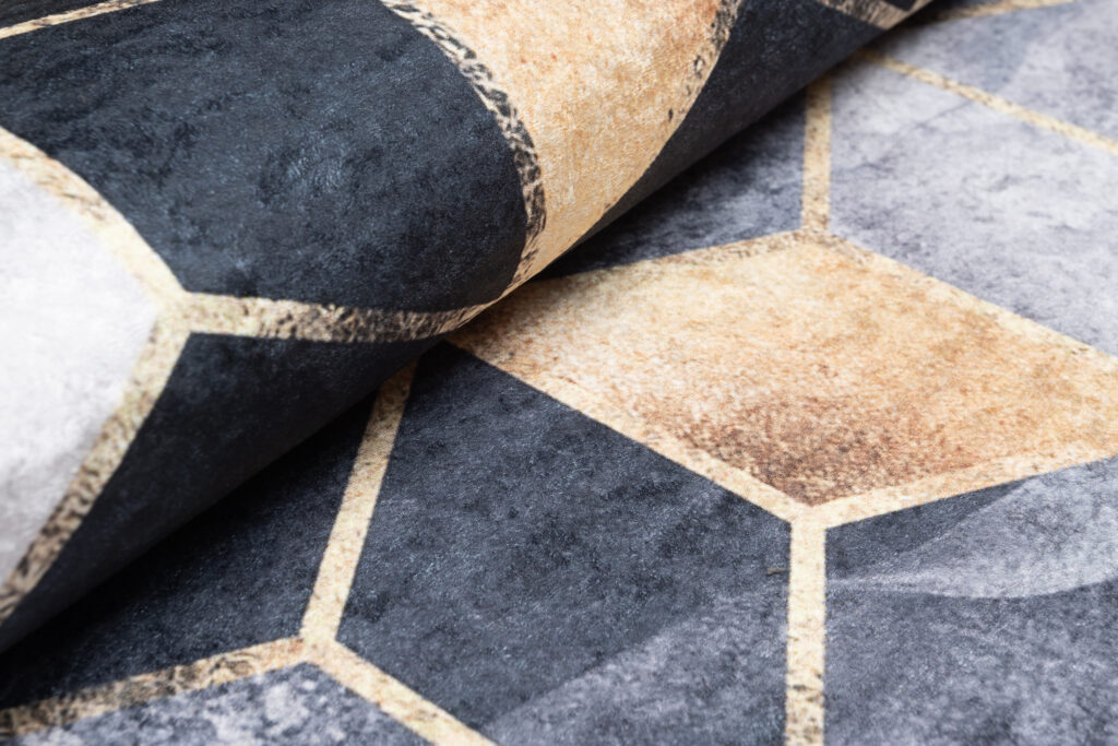 Vloerkleed Toscana met Franjes Grijs Goud Kubussen