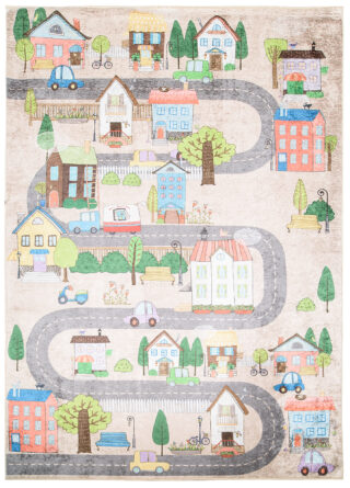 Vloerkleed Emma Kinderkamer Beige Pastelkleur Stad