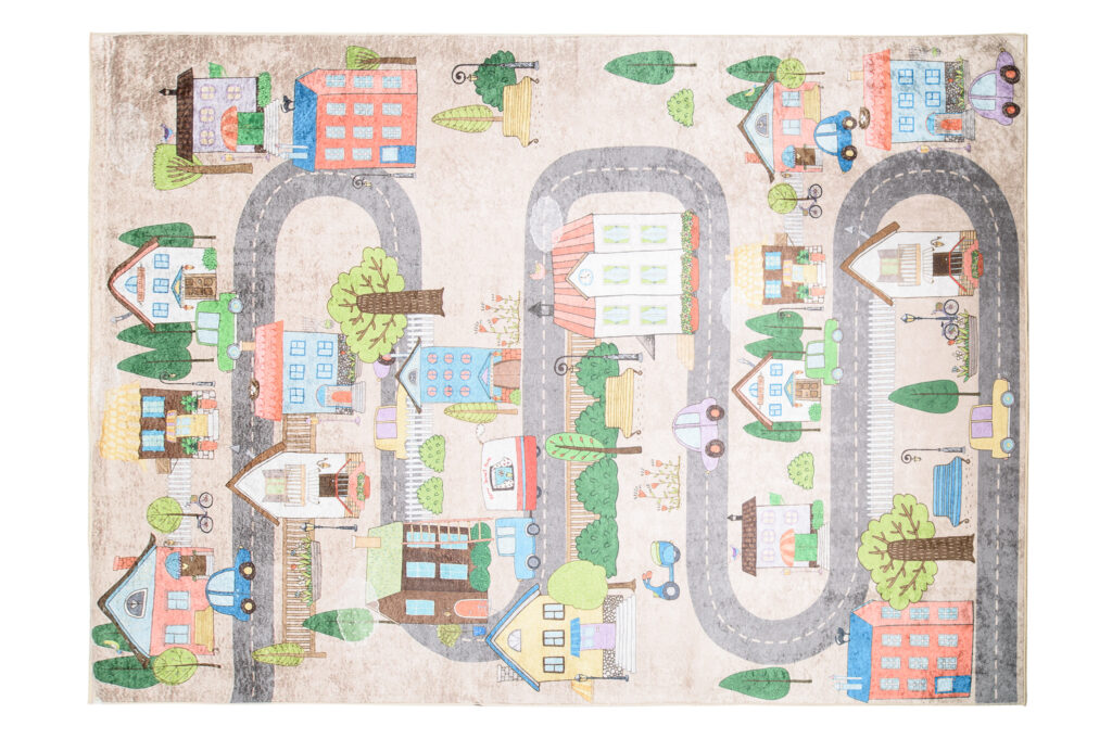 Vloerkleed Emma Kinderkamer Beige Pastelkleur Stad