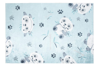 Vloerkleed Emma Antislip Wasbaar Blauw Grijs Panda's