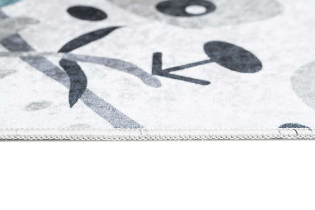 Vloerkleed Emma Antislip Wasbaar Blauw Grijs Panda's