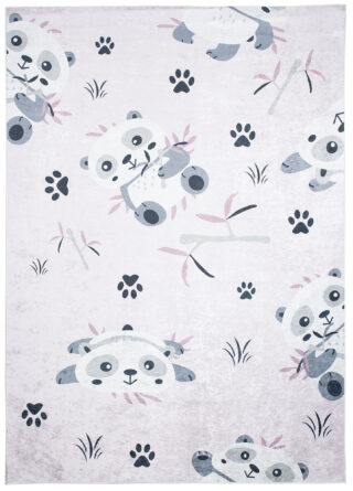 Vloerkleed Emma Antislip Wasbaar Roze Grijs Panda's