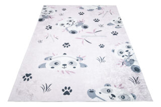 Vloerkleed Emma Antislip Wasbaar Roze Grijs Panda's