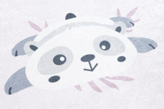 Vloerkleed Emma Antislip Wasbaar Roze Grijs Panda's