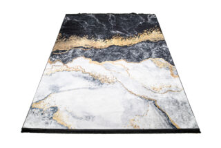 Vloerkleed Toscana Kwastjes Grijs Gouden Glamour