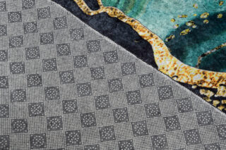 Vloerkleed Toscana Abstract Donker Groen Gouden
