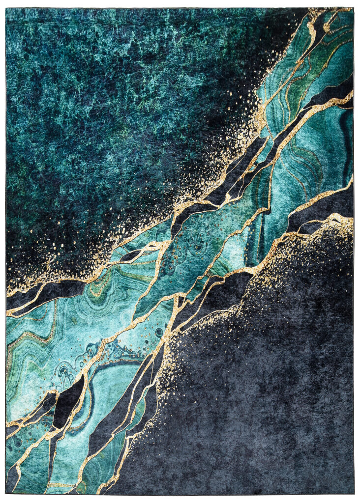 Vloerkleed Toscana Abstract Donker Groen Gouden