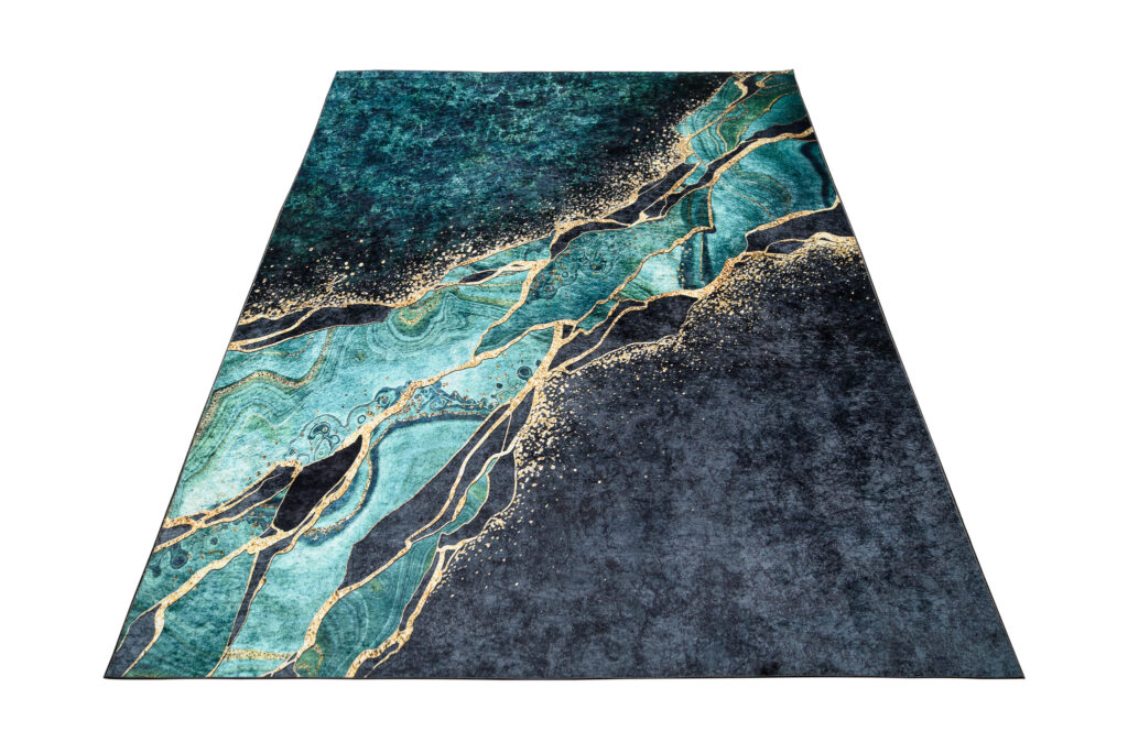 Vloerkleed Toscana Abstract Donker Groen Gouden