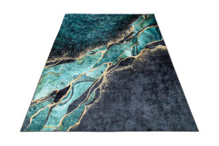 Vloerkleed Toscana Abstract Donker Groen Gouden