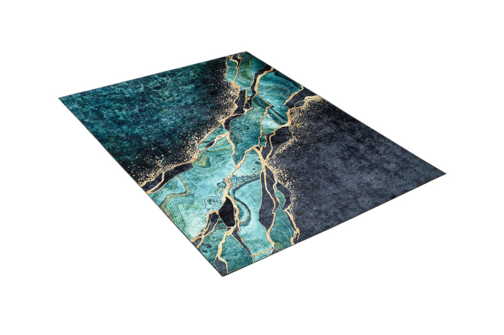 Vloerkleed Toscana Abstract Donker Groen Gouden