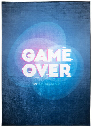 Vloerkleed Emma Antislip Wasbaar Marineblauw Game Over
