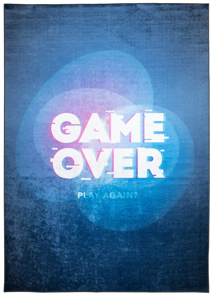 Vloerkleed Emma Antislip Wasbaar Marineblauw Game Over