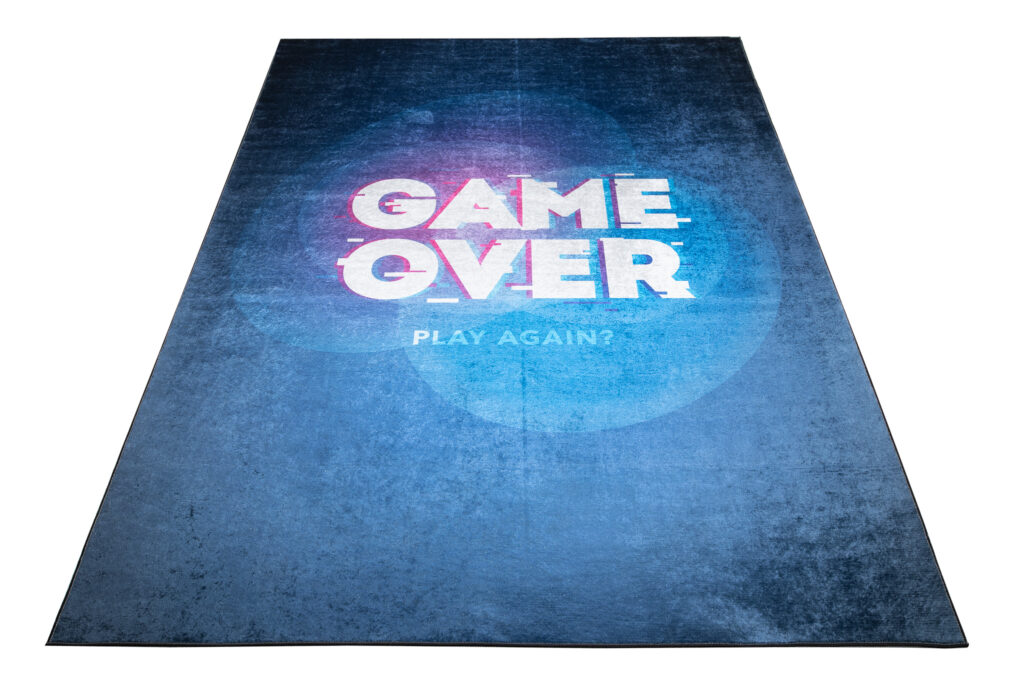 Vloerkleed Emma Antislip Wasbaar Marineblauw Game Over