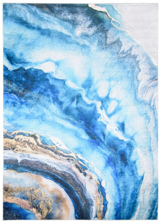 Vloerkleed Toscana Blauw Gouden Abstract Golven