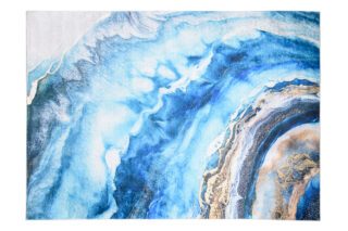 Vloerkleed Toscana Blauw Gouden Abstract Golven
