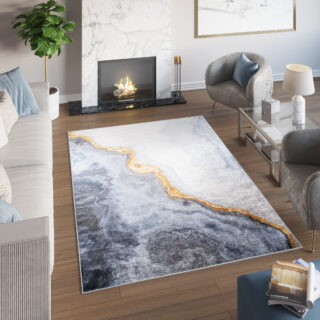 Vloerkleed Toscana Modern Grijs Gouden Abstract
