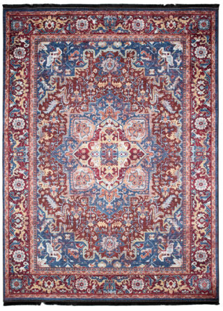 Vloerkleed Victoria Kwastjes Rood Marineblauw