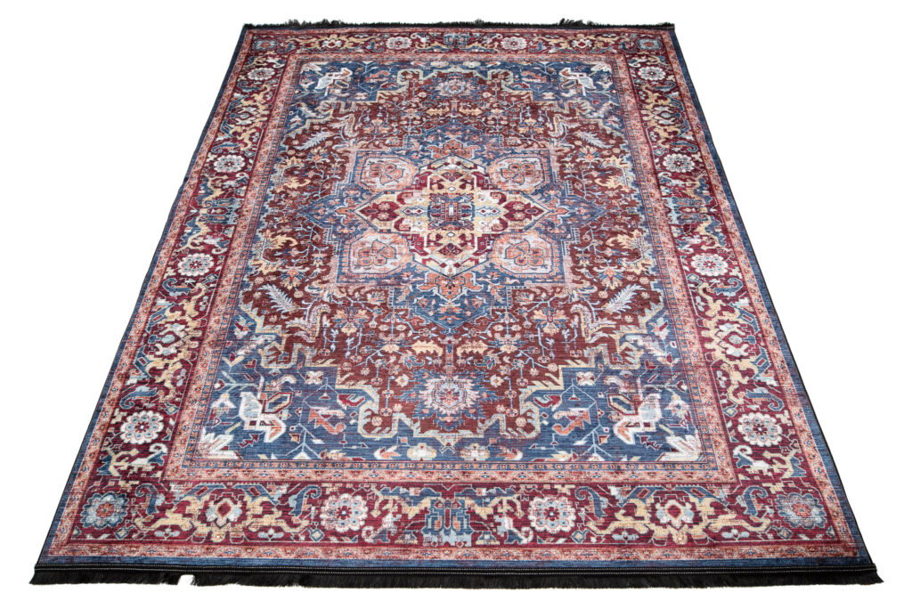 Vloerkleed Victoria Kwastjes Rood Marineblauw