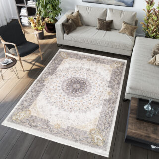 Vloerkleed Victoria Kwastjes Beige Bruin Rozet