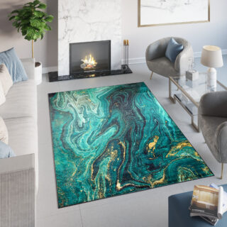 Vloerkleed Toscana Smaragd Gouden Antislip