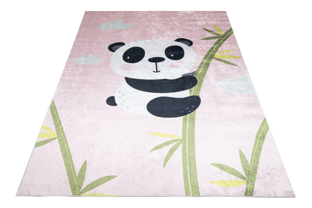 Vloerkleed Emma Antislip Wasbaar Roze Panda Bamboe