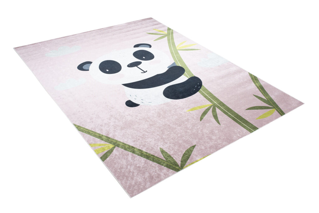 Vloerkleed Emma Antislip Wasbaar Roze Panda Bamboe