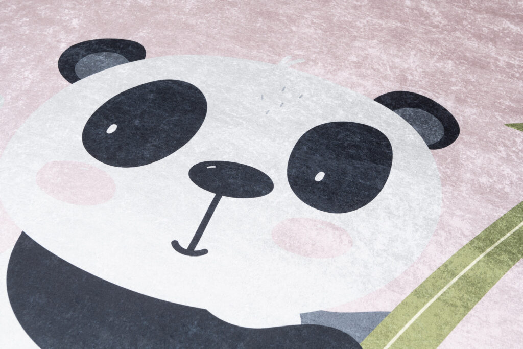 Vloerkleed Emma Antislip Wasbaar Roze Panda Bamboe