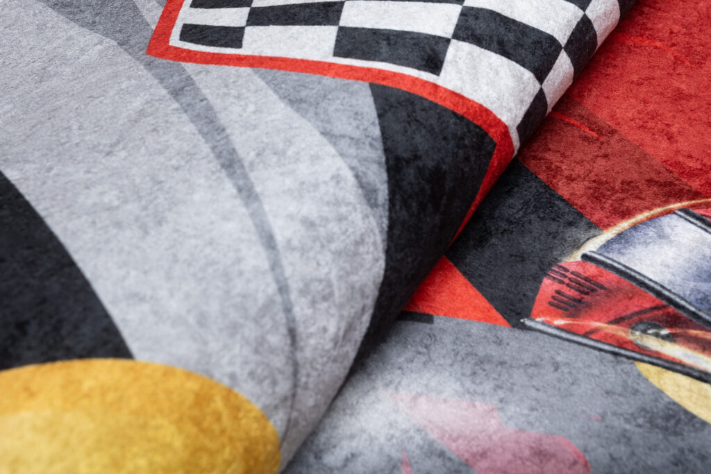 Vloerkleed Emma Kinderkamer Zwart Rood Race Antislip
