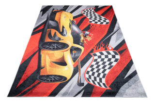 Vloerkleed Emma Kinderkamer Zwart Rood Race Antislip