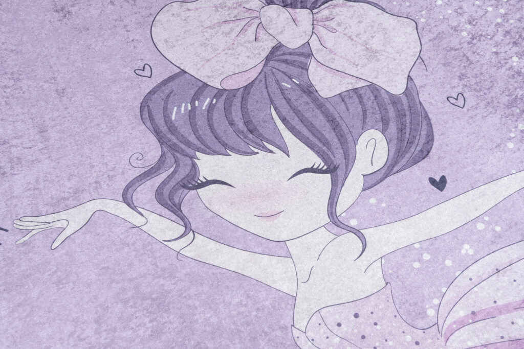 Vloerkleed Emma Kinderkamer Paars Ballerina Antislip