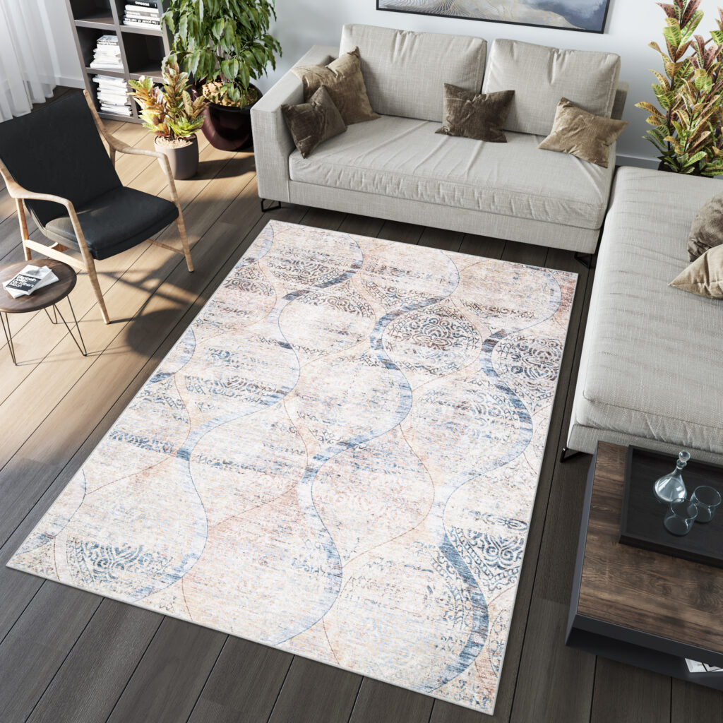 Vloerkleed Toscana Vintage Blauw Beige Ornamenten