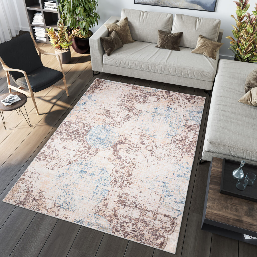 Vloerkleed Toscana Vintage Blauw Beige Antislip