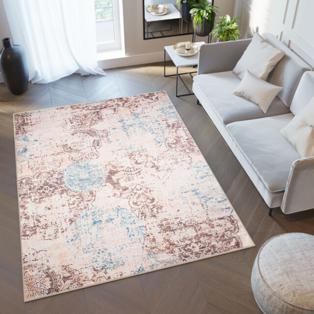 Vloerkleed Toscana Vintage Blauw Beige Antislip