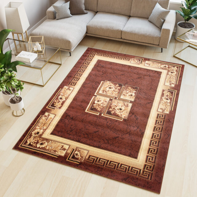 Vloerkleed Atlas Bruin Beige Klassiek Frame