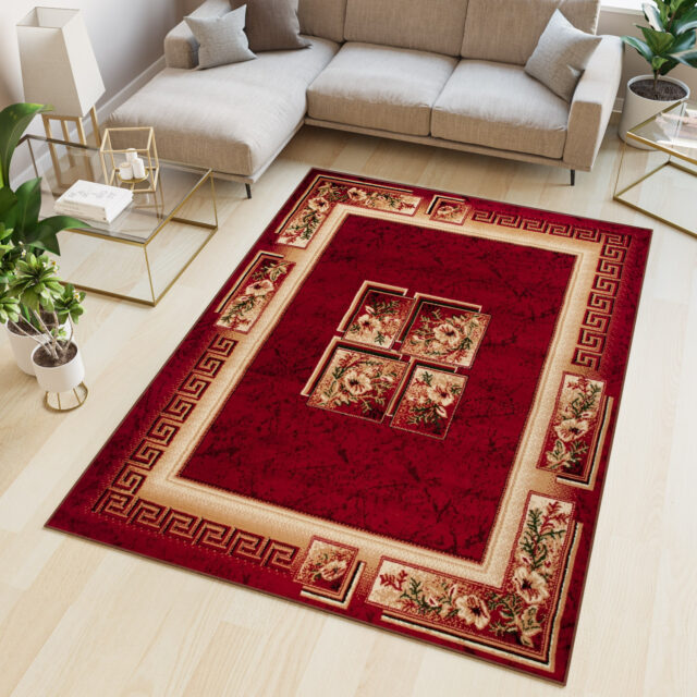 Vloerkleed Atlas Rood Beige Klassiek Frame