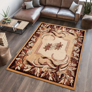 Vloerkleed Atlas Beige Bruin Klassiek Bladeren