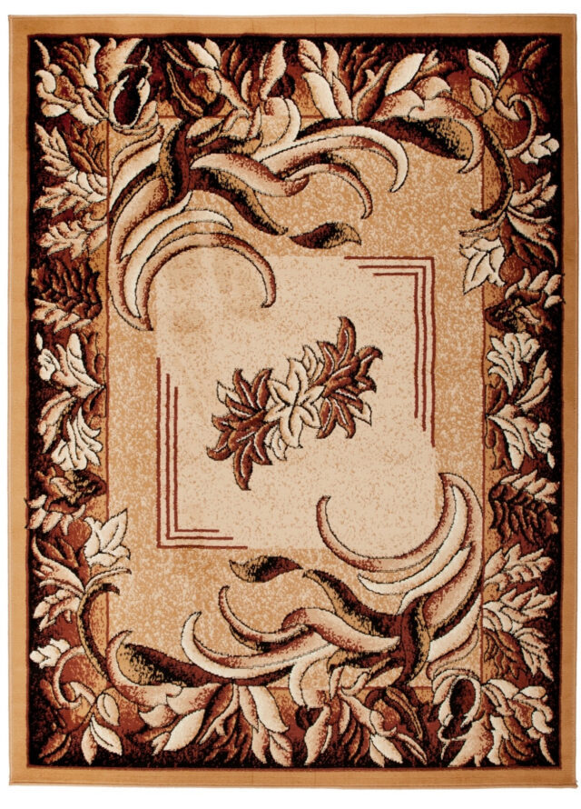 Vloerkleed Atlas Beige Bruin Klassiek Bladeren