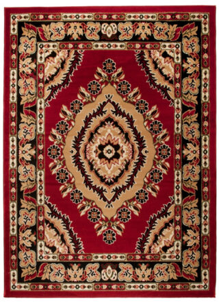Vloerkleed Atlas Rood Beige Traditioneel Rozet Frame