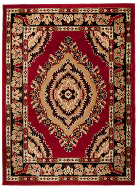 Vloerkleed Atlas Rood Beige Traditioneel Rozet Frame
