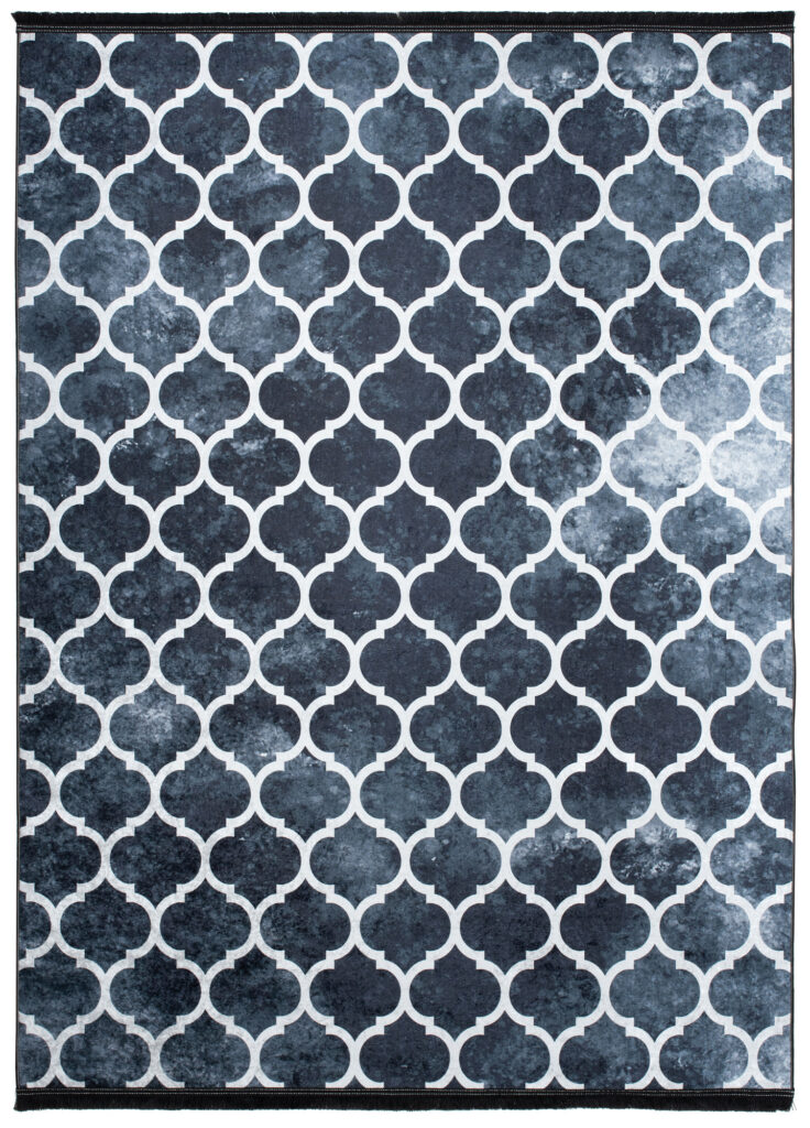 Vloerkleed Toscana met Franjes Marineblauw Trellis