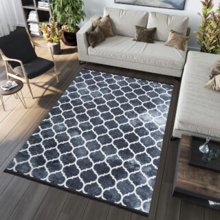 Vloerkleed Toscana met Franjes Marineblauw Trellis