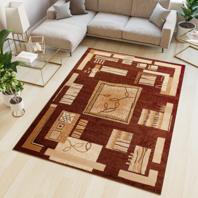 Vloerkleed Atlas Bruin Beige Geometrisch Bladeren