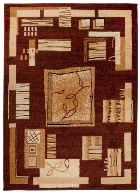 Vloerkleed Atlas Bruin Beige Geometrisch Bladeren