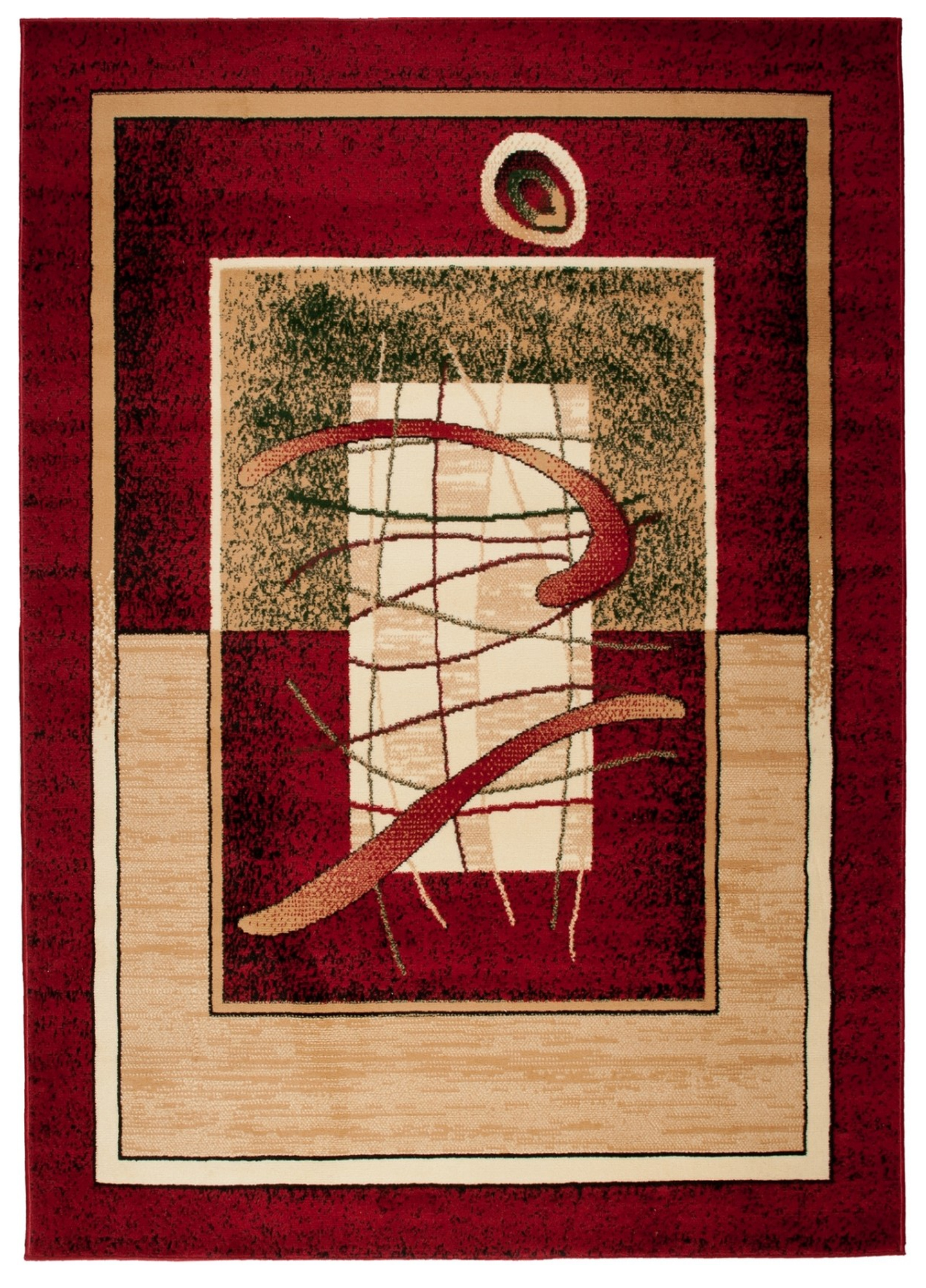 Vloerkleed Atlas Rood Beige Abstract Geometrisch