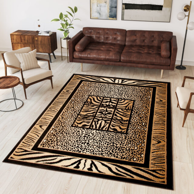 Vloerkleed Atlas Bruin Beige Dierenmotief Safari