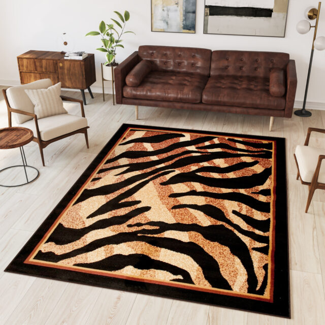 Vloerkleed Atlas Bruin Beige Dierenmotief Tijger