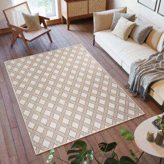 Vloerkleed Capri Beige Sisal Geruit Indoor Outdoor Modern