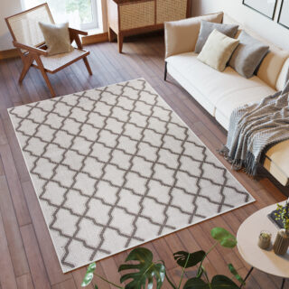 Vloerkleed Capri Grijs Sisal Marokkaanse Trellis Indoor Outdoor