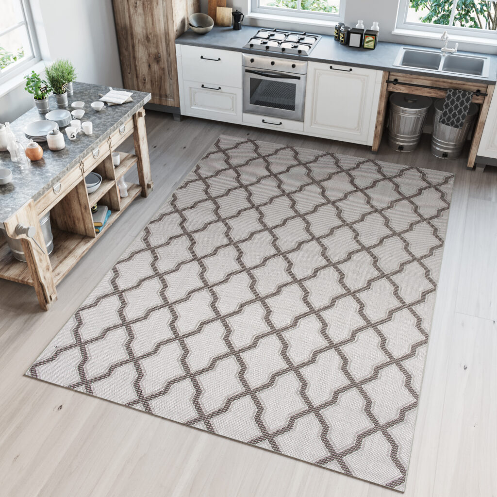 Vloerkleed Capri Grijs Sisal Marokkaanse Trellis Indoor Outdoor