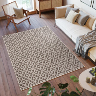Vloerkleed Capri Bruin Sisal Geruit Mozaïek Indoor Outdoor Design